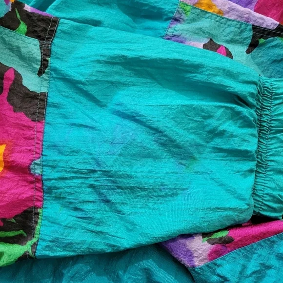 R.E. Sport Rivers Edge 80's Retro Windbreaker Bomber Jacket Multicolor Size L - Picture 6 of 9